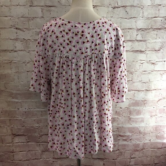 Anna Glover x H&M Loose Fit Hi Low Blouse Shirt Violet Flower Petal US 10 NEW - Picture 4 of 5